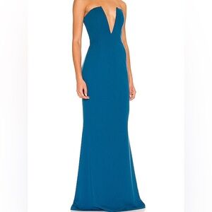 Katie May Crush Gown in Dark Teal Strapless Maxi Dress